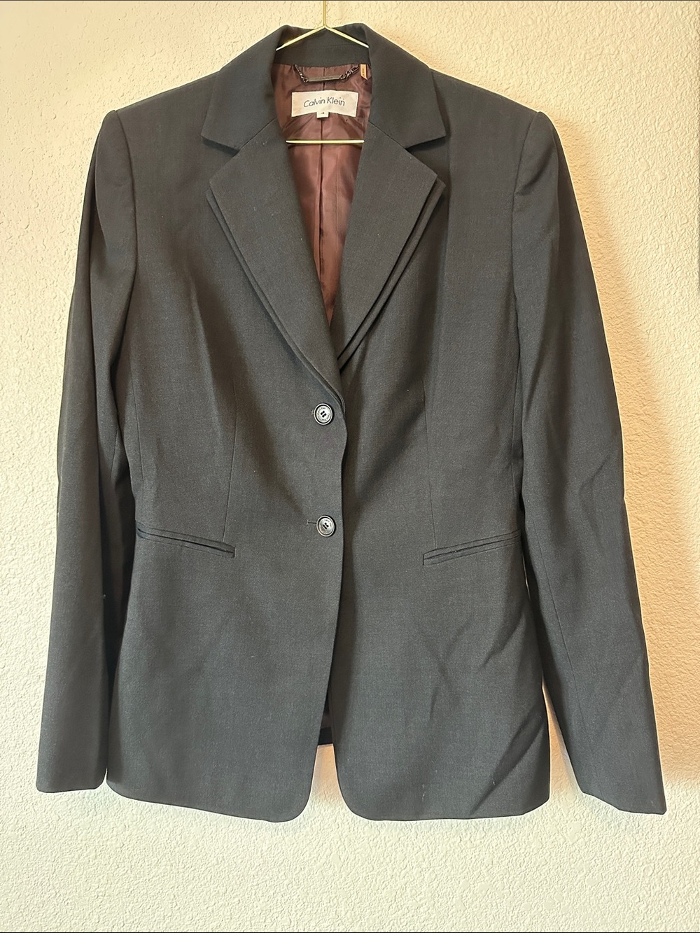 Calvin Klein Black Women's Tailored Blazer With Double Lapel Detail Size 5
